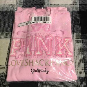PINK x LoveShackFancy Oversized CREW Sweatshirt IN PINK LOLLIPOP NEW SIZE XS-S